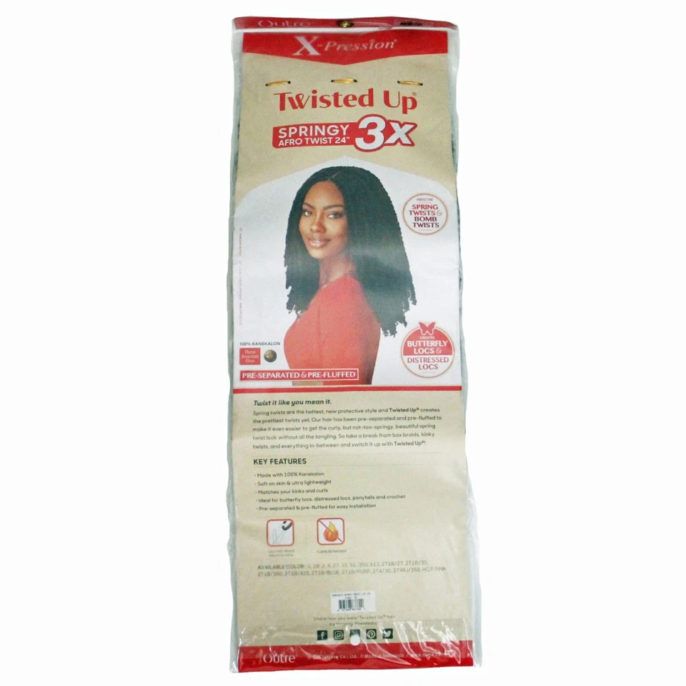 Outre X-Pression 扭曲钩针编织 3X 弹簧非洲扭转 24 英寸颜色 1B — 第 3/3 张图片