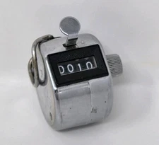 Vintage Tally I Mechanical Handheld Counter 1 to 9999 Stainless Steel 4 Digits 