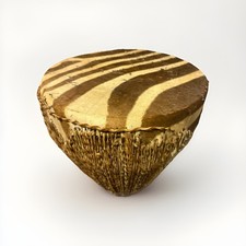Vintage Handcrafted African Conga Drum Featuring Genuine Stretched Zebra Hide