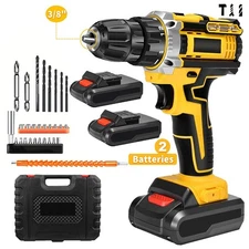 21V Cordless Drill Tool 25Nm Max Torque Impact Drill, 2Variable Speed, 24pcs Set