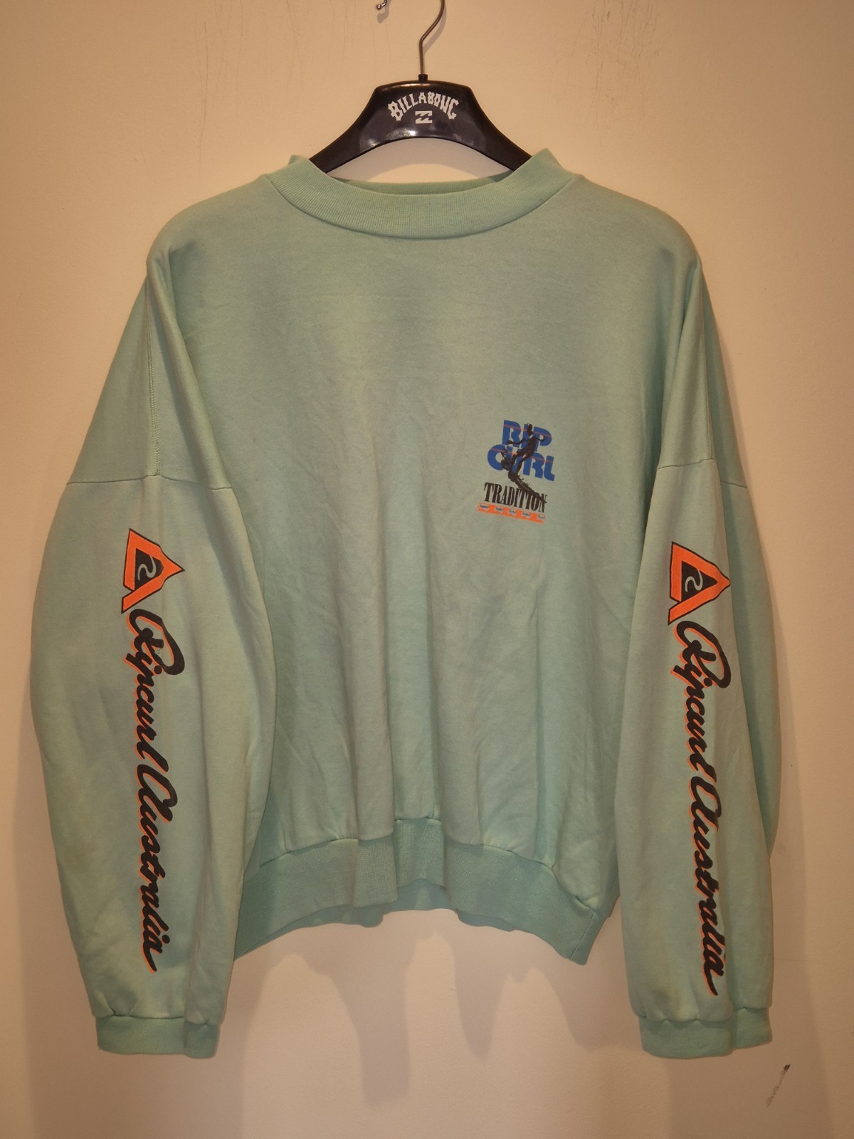 Rip Curl OG RARE GRAIL 1987 Tradition MINTY GREEN Sweater. Size L