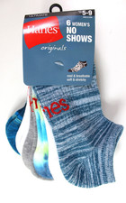 HANES Orig. Ultimate 6-Pk No Show Socks Size 5-9 Teal, Gray Multi Retail 19.99