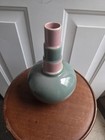 Roseville Pottery Futura Bottle Ball Vase, Shape 384-8, Teal/ Pink 8 Inch — photo 4