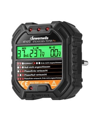 DEWENWILS Steckdosentester mit RCD-Prüfung und LCD-Voltage-Display