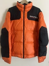 Nautica Competition Urban Outfitters Orange Black Down Puffer Jacket Size M