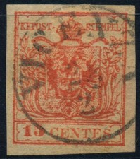 LOMBARDIA-WENECJA 1850 15C, HP, Typ III. VICENZA. Piękna!