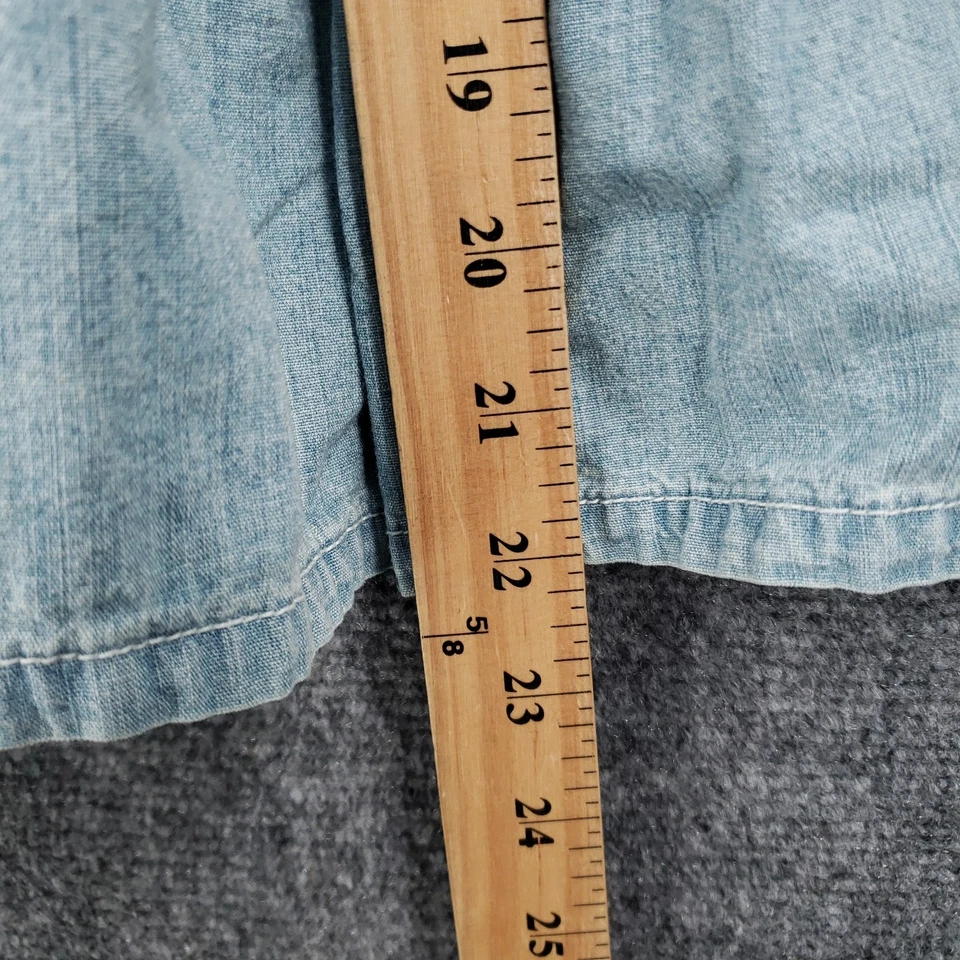 复古 Chaps 裙女式 4 蓝色及膝分层女牛仔侧拉链牛仔布 — 第 3/4 张图片