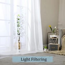White Sheer Curtains 84 Inches Long 2 Panels Set for Living Room Sheer White
