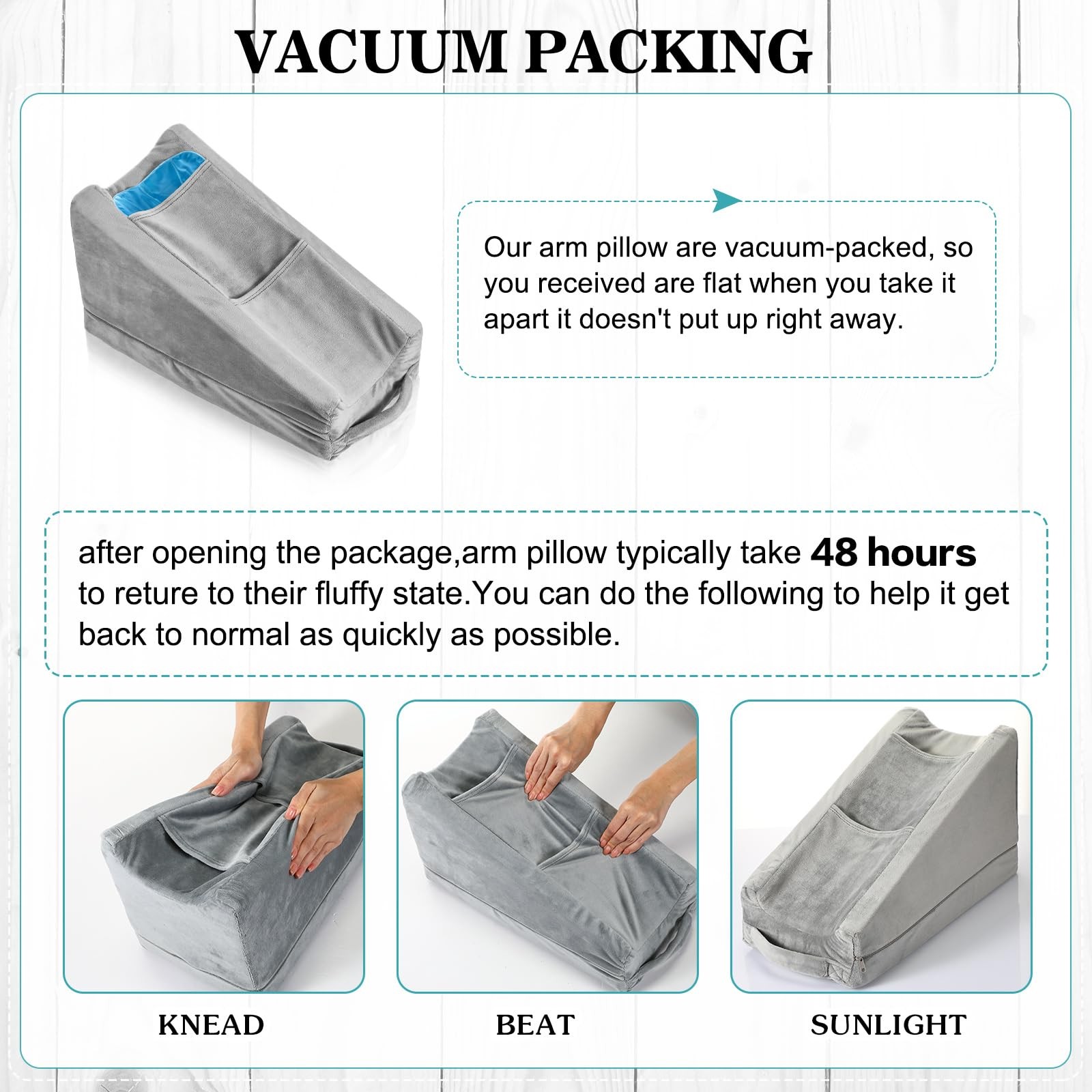 Buryeah Arm Elevation Pillow with 2 Pockets, Soft Ergonomic Support Pillow fo...