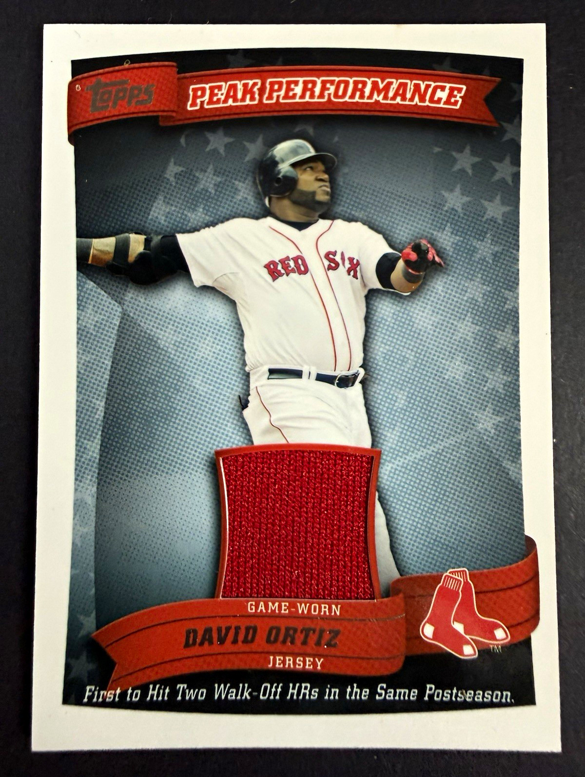 2010 Topps David Ortiz Peak Performance PPR-DO Game Worn Jersey Relic Red Sox