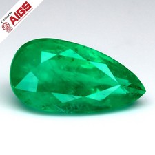  AIGS CERTIFIED Big 10.36ct Pear Natural Vivid Green Emerald - Brazil Gemstone