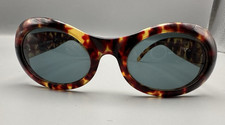 Vtg 90s Gucci GG 2400/N/S Tortoise Oval Sunglasses Gold Interlocking GG Italy