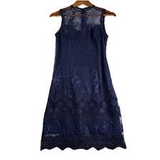 Nanette Lenore Sheer Mock Neckline Embroidered Lace Dress Women’s Sheath
