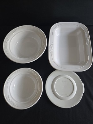 4 PIECE CORNING CASUAL ELEGANCE FLORAL BRIGHT WHITE DISCONTINUED ITEMS