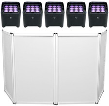 5 Chauvet DJ Freedom Par H9 IP RGBAW UV Wireless DMX Battery Par Lights Facade