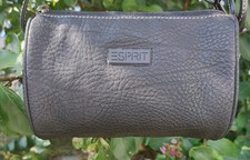 Borsa a tracolla ESPRIT vintage anni 90 a botte nera pelle ciottolata logo