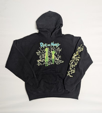 Rick and Morty Hoodie Adult Swim Black Graphic Print Sweatshirt Size Large
