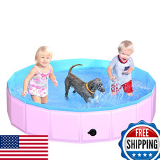 Cacsps 2025 Updated Foldable Dog Pool 63 X 12 Kiddie Pool Hard Plastic Non-Slip