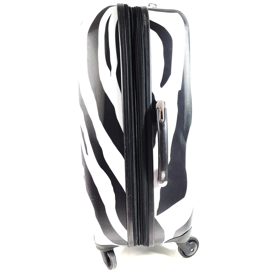 Heys 26" Spinner Luggage Hardside PC Expandable Zebra Print Black White - Image 4 of 4
