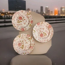 Johnson Bros Rose Chintz 3 Dinner Plates 10" England Pink Stamp Green Mark