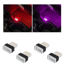 Augeny 4 PCS USB LED Car Interior Atmosphere Lamp, Plug-in USB Decor Night Light