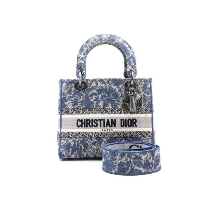 Sac fourre tout et bandoulière Dior D Lite Lady Delight toile moyen M0565BRXR