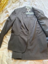 JONES  CO Stretch Gray 2pc Skirt Suit Set Lined 1-Button Business Size 14
