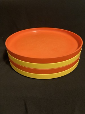 Set of 4 Heller Massimo Vignelli Yellow and Orange 9 3/4  Dinner Plates