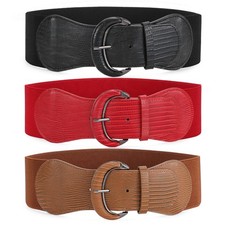 3 Pack Women Wide Elastic Waist Belt Vintage Stretchy Belt Waistband for Ladi...