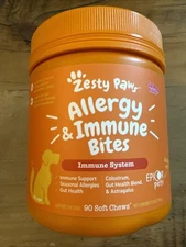 Zesty Paws Allergy Immune Supplement for Dogs - Salmon Flavor 90Ct Best By 9/26