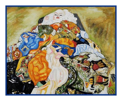Art Nouveau Gustav Klimt Baby Cradle Counted Cross Stitch Pattern