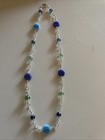 Handmade Wire Wrapped Choker , Sterling Silver Wire , All Glass Beads 16 Inch