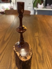 Wood Candlestick Bird and Birdhouse. turned from single piece of wood