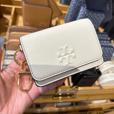 にゃんちゅうTORY BURCH thea ティア二つ折り財布 New Tory Burch Thea Tiramisu Pebbled Leather Tri-Fold Compact