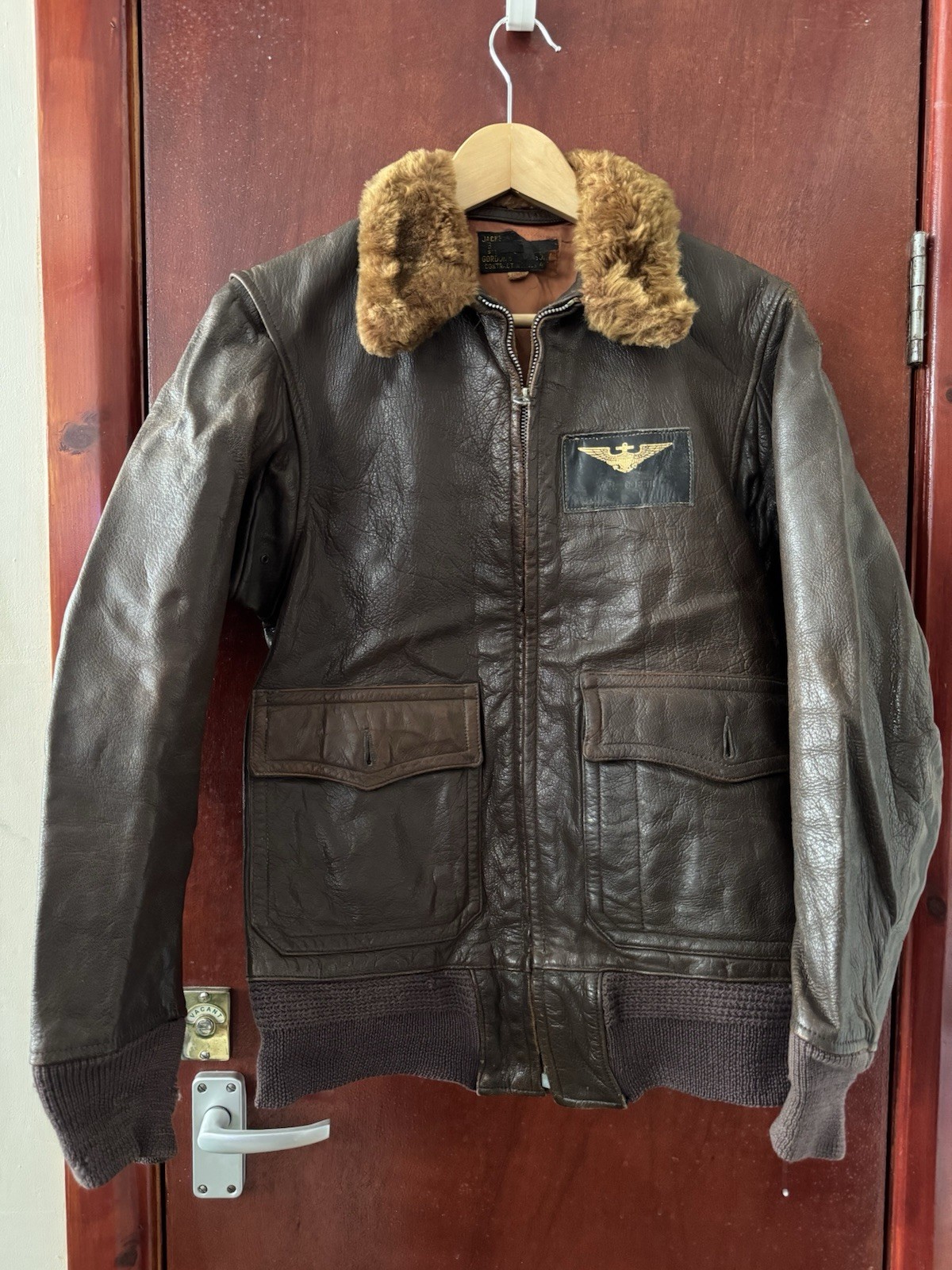 Vintage 40s US NAVY Leather Jacket Size 36 WW2 Military M-422A Rare