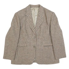 RODEL Damen Beige & Wolle Hundezahn Jacke XL Gewebt Knopfverschluss