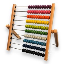 Ikea Mula Solid Wood Tabletop Abacus Multi Color Beads Foldable VTG 1999