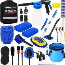37Pcs Car Wash Detailing Kit Foam Gun Sprayer Long Handle Foldable Car Wash B...