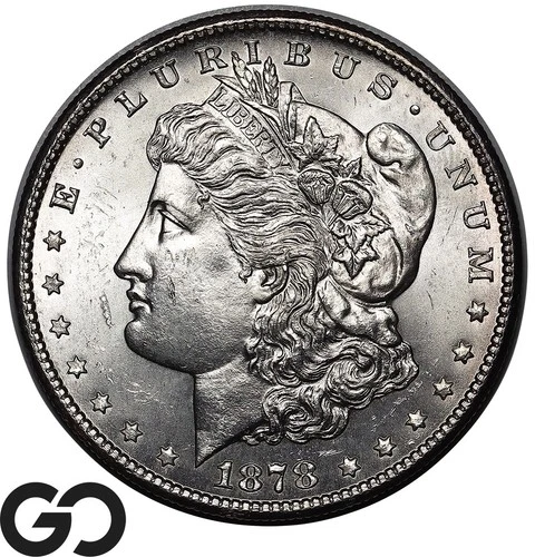 1878-S Morgan Silver Dollar Coin, Very Nice Lustrous Near Gem BU++