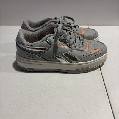 Reebok Club C Double Shoes Womens Size 7 Gray/Orange/Silver Platform Sneakers
