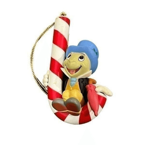 Christmas Magic Jiminy Cricket ornament on a candy cane from Walt Disney's Pinoc