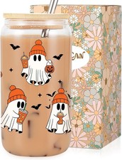 16 oz Ghost Cup, Cute Halloween Cup - Halloween Birthday Gifts, Boo Basket