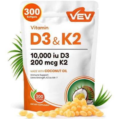 #ad #ad VEV Corefeel Vitamin D3 K2 10000 IU 200 mcg MK 7 300 Coconut Oil Softgels $11.95