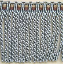 4.75" Bullion fringe Silver Blue, Chocolate, Gold Matched Gimp AE343B-A5