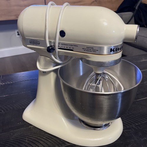 KitchenAid Hobart K45SS Cream Tilt Head Stand Mixer with Bowl and 3