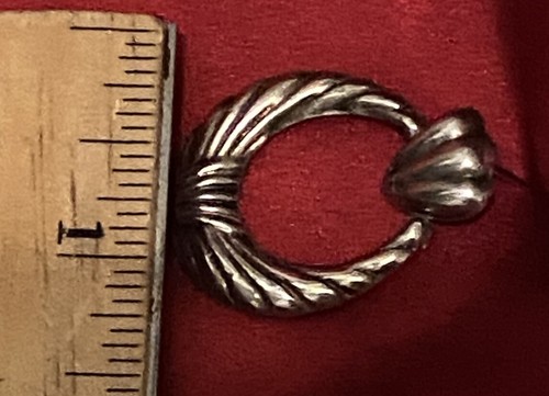 Pendientes de aro colgantes vintage de plata de ley 925 con poste de bisagra festoneada - Imagen 8 de 8