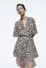 FINAL SALE- ZARA Printed Crossed Animal Print Short Dress - Size L