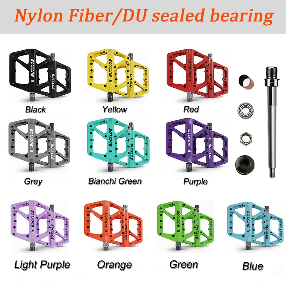 Pedales de nailon para bicicleta de carretera Fit ROCKBROS MTB ensanchamiento ligero 9/16" DU Pedal de rodamiento Foto 2 de 4