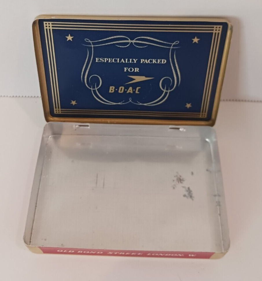 Vintage Benson & Hedges Cigarette Tin Container w/Hinged Lid Made for BOAC 