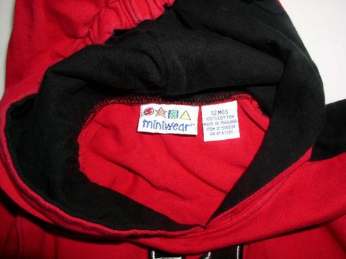 Miniwear Baby 2 Piece Set Black/Red Mega 2 Sport Logo Hooded Cold Weather Outfit - Picture 6 of 12